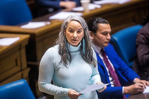 MIKAELA MACKENZIE / WINNIPEG FREE PRESS

NDP MLA Nahanni Fontaine continues to delay proceedings in the chamber at the Manitoba Legislative Building in Winnipeg on Monday, March 16, 2020. 
Winnipeg Free Press 2019.