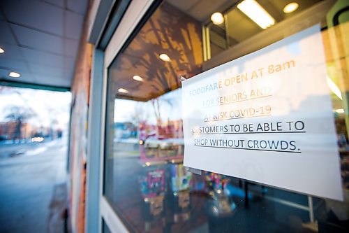 MIKAELA MACKENZIE / WINNIPEG FREE PRESS

Food Fare, which is opening an hour early for seniors and other vulnerable people during the COVID-19 pandemic, on Maryland in Winnipeg on Tuesday, March 17, 2020. 
Winnipeg Free Press 2020