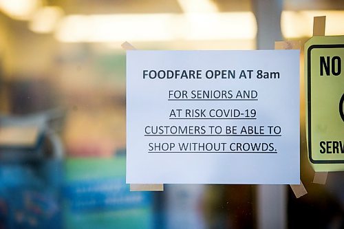 MIKAELA MACKENZIE / WINNIPEG FREE PRESS

Food Fare, which is opening an hour early for seniors and other vulnerable people during the COVID-19 pandemic, on Maryland in Winnipeg on Tuesday, March 17, 2020. 
Winnipeg Free Press 2020