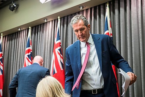 MIKAELA MACKENZIE / WINNIPEG FREE PRESS

Premier Brian Pallister walks away from the microphone after speaking to the media about COVID-19 at the Manitoba Legislative Building in Winnipeg on Tuesday, March 17, 2020.
Winnipeg Free Press 2020