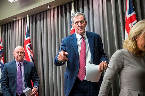 MIKAELA MACKENZIE / WINNIPEG FREE PRESS

Premier Brian Pallister walks away from the microphone after speaking to the media about COVID-19 at the Manitoba Legislative Building in Winnipeg on Tuesday, March 17, 2020.
Winnipeg Free Press 2020