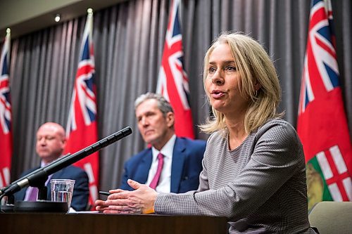 MIKAELA MACKENZIE / WINNIPEG FREE PRESS

Lanette Siragusa, chief nursing officer for Shared Health, speaks to the media about COVID-19 at the Manitoba Legislative Building in Winnipeg on Tuesday, March 17, 2020.
Winnipeg Free Press 2020