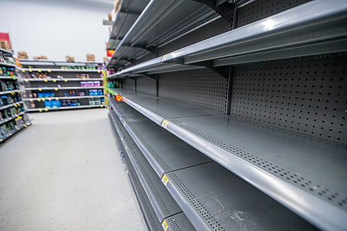 MIKAELA MACKENZIE / WINNIPEG FREE PRESS

Bare shelves in the hand soap aisle at the Grant Park Walmart in Winnipeg on Tuesday, March 17, 2020.
Winnipeg Free Press 2020