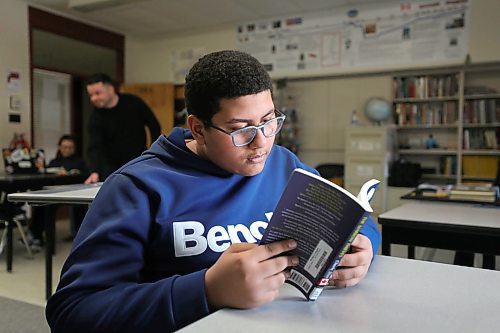 RUTH BONNEVILLE  /  WINNIPEG FREE PRESS 

49.8 Feature -  Glenlawn Collegiate, Grade 9

Sean Oliver, Grade 9, social studies teacher and Indigenous education support teacher at Glenlawn Collegiate, reads with the class an excerpt from - The Marrow Thieves by Cherie Dimaline Wednesday.  

Photo of Grade 9 Glenlawn Collegiate  student, Ahmed (only first name given) in his Indigenous education class.  

Maggie Macintosh
Education Reporter - Winnipeg Free Press

March 18th, 2020
