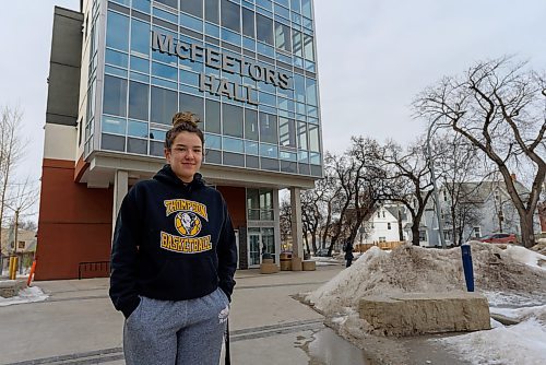 JESSE BOILY / WINNIPEG FREE PRESS
Tressa McDonald, a first year student at the University of Winnipeg, poses for a portrait outside her residence at McFeetors Hall in Winnipeg on Wednesday, March 18, 2020.
Reporter: Maggie Macintosh