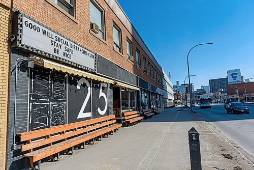 JESSE BOILY / WINNIPEG FREE PRESS
The Good Will Social Club on Portage Ave promotes social distancing on their sign as they remain closed until it is deemed safe to reopen on Thursday, March 19, 2020.
Reporter: