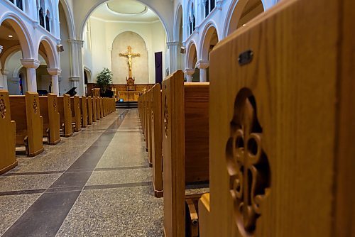 JESSE BOILY / WINNIPEG FREE PRESS
St. Mary's RC Cathedral sits empty but they have plans to livestream their Sunday service amid the COVID-19 outbreak on Thursday, March 19, 2020.
Reporter: Brenda Suderman