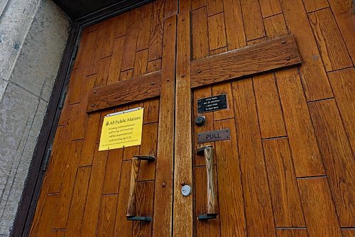 JESSE BOILY / WINNIPEG FREE PRESS
St. Mary's RC Cathedral sits empty but they have plans to livestream their Sunday service amid the COVID-19 outbreak on Thursday, March 19, 2020.
Reporter: Brenda Suderman