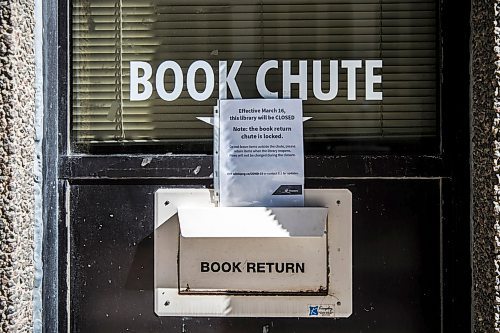 MIKAELA MACKENZIE / WINNIPEG FREE PRESS

The closed book chute at the Millennium Library in Winnipeg on Thursday, March 19, 2020. 
Winnipeg Free Press 2020