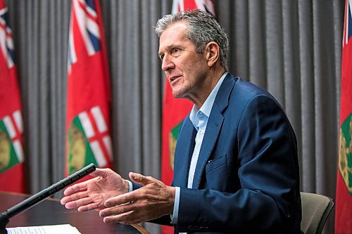 MIKAELA MACKENZIE / WINNIPEG FREE PRESS

Premier Brian Pallister announces a state of emergency in the province of Manitoba at the Manitoba Legislative Building in Winnipeg on Friday, March 20, 2020. 
Winnipeg Free Press 2020