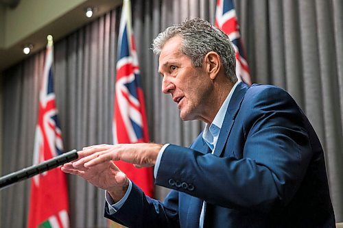 MIKAELA MACKENZIE / WINNIPEG FREE PRESS

Premier Brian Pallister announces a state of emergency in the province of Manitoba at the Manitoba Legislative Building in Winnipeg on Friday, March 20, 2020. 
Winnipeg Free Press 2020