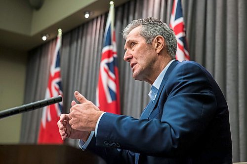 MIKAELA MACKENZIE / WINNIPEG FREE PRESS

Premier Brian Pallister announces a state of emergency in the province of Manitoba at the Manitoba Legislative Building in Winnipeg on Friday, March 20, 2020. 
Winnipeg Free Press 2020