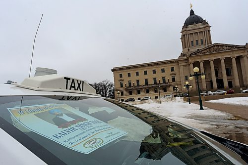 JESSE BOILY / WINNIPEG FREE PRESS
Taxis lined up in front of the Manitoba Legislative Building in memorial to Balvir Singh Toor on Tuesday, March 24, 2020. Toor was killed in an attack last week.
Reporter: