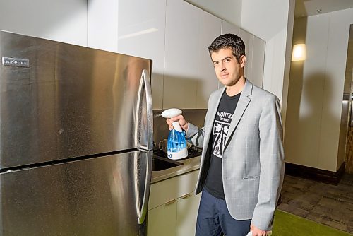 JESSE BOILY / WINNIPEG FREE PRESS
Kevin Shale poses for a portrait with his product Enozo that turns ordinary tap water into sanitizer on Tuesday, March 24, 2020. Enozo is being sold around the world and has seen a large increase in sales in China, said Shale. 
Reporter: Martin Cash