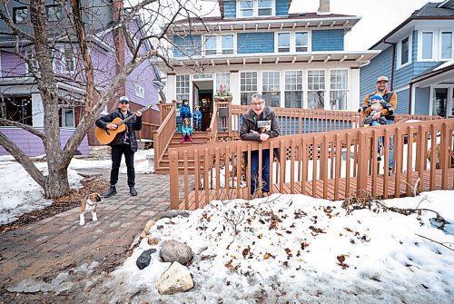 RUTH BONNEVILLE  /  WINNIPEG FREE PRESS 

Local - Neighbourhood Singalong

Tabitha Langel, the 70-year-old Wolseley resident is organizing doorstep singalongs to cheer folks up amid the pandemic.

Neighbours in the photo with her: Steven Howes (guitar), Tessa Nussbaum with her kids - Elenanor (7yrs), Jacob (5yrs) and Henry (2yrs) and Wes Treleaven with his son, Townes (1yr) and puppy Taco. 

Langel, the co-founder of the famed Tall Grass Prairie Bakery, is calling on all Winnipeggers to limber up their voices and join in to help us all get through this crisis at a singalong planned this coming Saturday. 

See Doug Speirs story. 

March 24th, 2020
