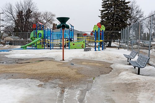 JESSE BOILY / WINNIPEG FREE PRESS
The playground at St, John Brebeuf School has its playground taped off discouraging people from using it on Tuesday, March 24, 2020.
Reporter: