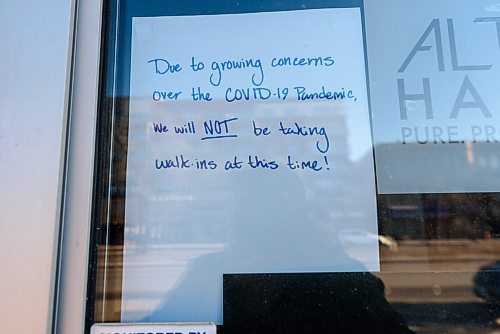 JESSE BOILY / WINNIPEG FREE PRESS
Small businesses display signs of their closure due the COVID-19 outbreak and social distancing is practiced on Monday, March 23, 2020.
Reporter: