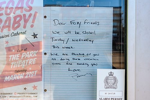 The Foxy Shoppe displays a sign of their closure due the COVID-19 outbreak on Monday, March 23, 2020.
Reporter:
