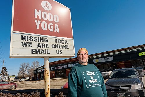 JESSE BOILY / WINNIPEG FREE PRESS
Reid Davies poses for a portrait at his yoga studio on Friday, March 27, 2020. Davis recently bought two yoga studios in January. He now is finding different alternatives like online classes for his clients. 
Reporter: Martin Cash