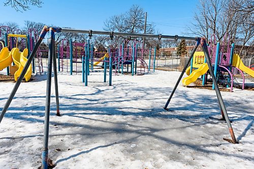 JESSE BOILY / WINNIPEG FREE PRESS
Swings were removed from the Wolseley School playground as a prevention method to help stop the spread of COVID-19. Friday, March 27, 2020.
Reporter: