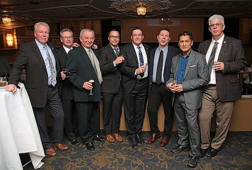 JASON HALSTEAD / WINNIPEG FREE PRESS

From left, attendees from event silver sponsor Pratts Wholesale Food Service, Tom Tetlock, Ed Holowaty, Bob Staub, Kevin Mandarino, Martin Shaff, James Drew, Ferdinand Catalan, Joe Poudrette at the seventh annual Ball for the Brave in support of Cvet's Pets Helping Vets at the Metropolitan Entertainment Centre on March 5, 2020. (See Social Page)