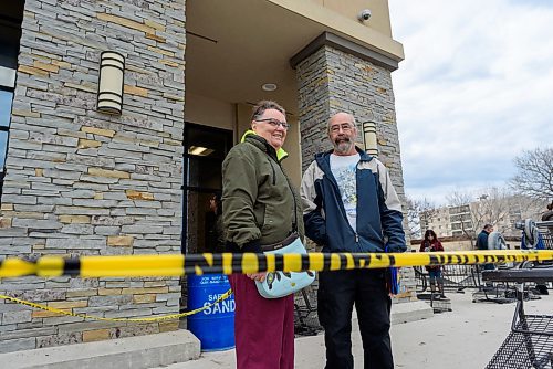 JESSE BOILY / WINNIPEG FREE PRESS
Shirley and Clause Andreas line up for their weekly grocery shop outside of Safeway on Ness Ave. on Wednesday, April 1, 2020. Safeway has made changes such as a hand washing station and one way aisles to ensure costumer safety. Reporter: Julia-Simone Rutgers