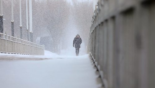 RUTH BONNEVILLE  /  WINNIPEG FREE PRESS 

Local - Stormy Weather Standup

Slava Aindriyevskiy braces himself from the high wind and snow as he makes his way across the Esplanade Riel pedestrian bridge during a spring snow storm Thursday. 
Slava Aindriyevskiy, who is originally from Siberia, walks across the bridge everyday.  When asked if he has experienced this kind of weather in his homeland of Siberia he replied while laughing  "Yes, but not in April."  


April 2nd,  2020
