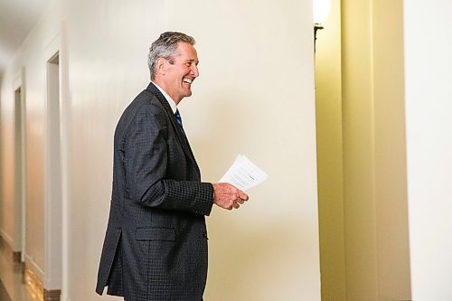 MIKAELA MACKENZIE / WINNIPEG FREE PRESS

Premier Brian Pallister walks out of room 68 after his daily media briefing at the Manitoba Legislative Building in Winnipeg on Monday, April 6, 2020. 
Winnipeg Free Press 2020