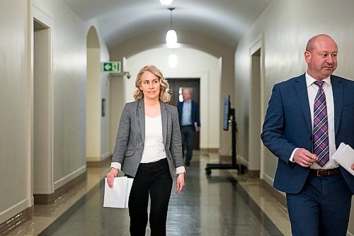 MIKAELA MACKENZIE / WINNIPEG FREE PRESS

Shared Health's chief nursing officer Lanette Siragusa and chief public health officer Dr. Brent Roussin walk into room 68 to provide their daily media briefing at the Manitoba Legislative Building in Winnipeg on Monday, April 6, 2020. 
Winnipeg Free Press 2020