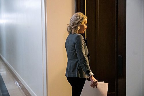 MIKAELA MACKENZIE / WINNIPEG FREE PRESS

Shared Health's chief nursing officer Lanette Siragusa walks into room 68 to provide her daily media briefing at the Manitoba Legislative Building in Winnipeg on Monday, April 6, 2020. 
Winnipeg Free Press 2020