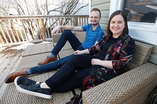 JOHN WOODS / WINNIPEG FREE PRESS
Newlyweds Janelle and Chris Malkiewicz are looking at this COVID-19 isolation as marriage boot camp and are photographed in their backyard in Winnipeg Tuesday, April 7, 2020. 

Reporter: Zoratti