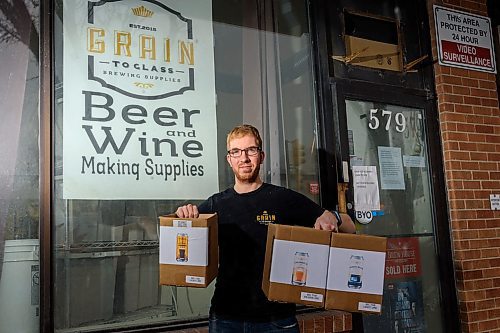 JESSE BOILY  / WINNIPEG FREE PRESS
Paul Tower, the owner of Grain to Glass has seen an increase in sales for home brewing kits during the pandemic, poses for a portrait out side his buisness on Wednesday. Wednesday, April 8, 2020.
Reporter: Ben Sigurdson