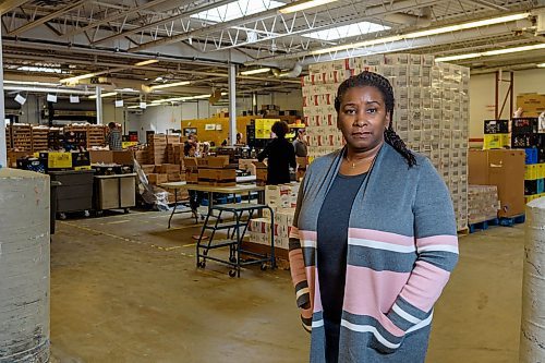 JESSE BOILY  / WINNIPEG FREE PRESS
Keren Taylor-Hughes, CEO of Winnipeg Harvest where they currently are struggling to find enough sources for food as donations are down, poses for a portrait in the Winnipeg Harvest warehouse on Wednesday. Wednesday, April 8, 2020.
Reporter: Joel Schlesinger