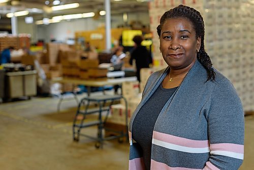 JESSE BOILY  / WINNIPEG FREE PRESS
Keren Taylor-Hughes, CEO of Winnipeg Harvest where they currently are struggling to find enough sources for food as donations are down, poses for a portrait in the Winnipeg Harvest warehouse on Wednesday. Wednesday, April 8, 2020.
Reporter: Joel Schlesinger