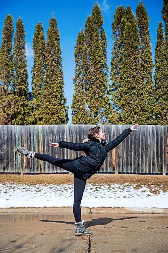 MIKAELA MACKENZIE / WINNIPEG FREE PRESS

Royal Winnipeg Ballet company dancer Jaimi Deleau poses for a portrait outside of her parent's house in Westwood in Winnipeg on Wednesday, April 8, 2020.
Winnipeg Free Press 2020