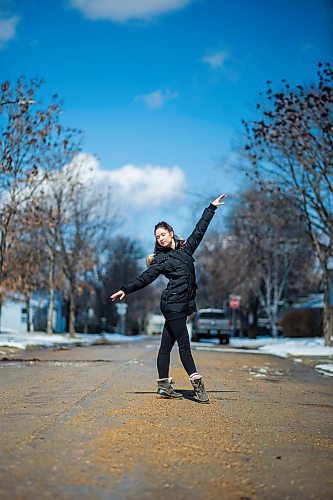 MIKAELA MACKENZIE / WINNIPEG FREE PRESS

Royal Winnipeg Ballet company dancer Jaimi Deleau poses for a portrait outside of her parent's house in Westwood in Winnipeg on Wednesday, April 8, 2020.
Winnipeg Free Press 2020