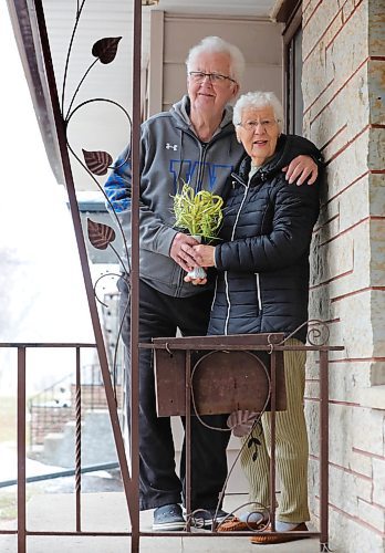 RUTH BONNEVILLE  /  WINNIPEG FREE PRESS 

Local -  Holy story: Jack and Jeannette Foote

Portrait of Jack and Jeannette Foot just outside their front door holding vase of palms for Holy Week.  Photo for a feature running Saturday on how this couple and many other people of Christian faith will not be able to attend their Easter Sunday service at the church this year due to Coronavirus pandemic. 
 
For 62 years, Jack and Jeannette Foot have been married, and for 60, theyve been going to church at the St. Joseph the Worker parish in Transcona. For the first time in their long marriage, they wont be there Sunday. But theyll get to watch the St. Boniface Diocese livestream, where their daughter Lindsy will be playing the organ.

Its a very different holiday for the 84- and 82-year-old, but theyll make due, even if Jeannette, who normally sings in the choir, will have to sing a solo.

Reporter: Ben Waldman

April 8th,  2020
