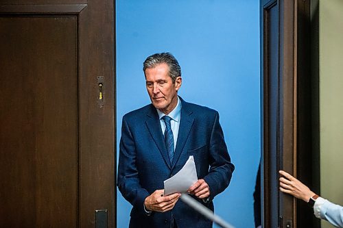 MIKAELA MACKENZIE / WINNIPEG FREE PRESS

Premier Brian Pallister walks into the room before speaking to the media about new measures to enforce public health orders in response to COVID-19 at the Manitoba Legislative Building in Winnipeg on Thursday, April 9, 2020.
Winnipeg Free Press 2020