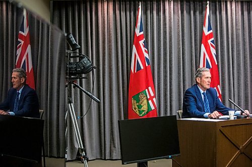 MIKAELA MACKENZIE / WINNIPEG FREE PRESS

Premier Brian Pallister speaks to the media about new measures to enforce public health orders in response to COVID-19 at the Manitoba Legislative Building in Winnipeg on Thursday, April 9, 2020.
Winnipeg Free Press 2020