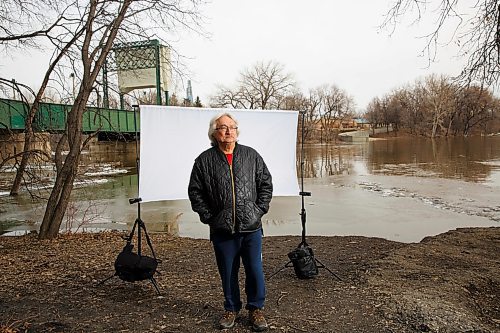 MIKE DEAL / WINNIPEG FREE PRESS
Poet Duncan Mercredi, photographed outside at the point where the Red River and the Assiniboine River meet with a white backdrop. During the coronavirus pandemic, rather than asking the subjects to head to our studio, we decided to bring the studio to them and set it up outside to emphasize social distancing and safety.
200413 - Monday, April 13, 2020.