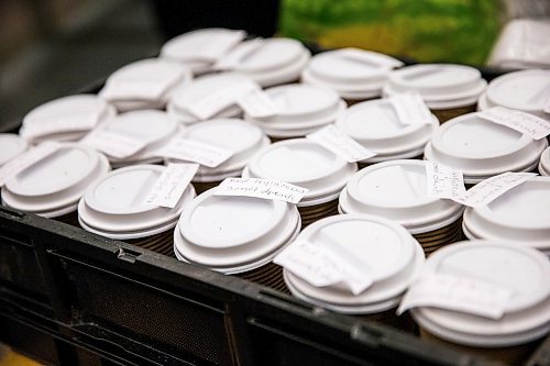 MIKAELA MACKENZIE / WINNIPEG FREE PRESS

Free lunches get packaged up at the Knox Church community kitchen in Winnipeg on Wednesday, April 15, 2020. For Brenda Suderman story.
Winnipeg Free Press 2020