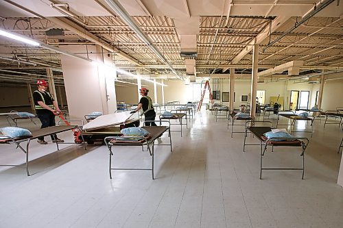 JOHN WOODS / WINNIPEG FREE PRESS
A Main Street Project (MSP) crew does work in a borrowed building to help expand their shelter facilities in Winnipeg Thursday, April 16, 2020. 

Reporter: Thorpe