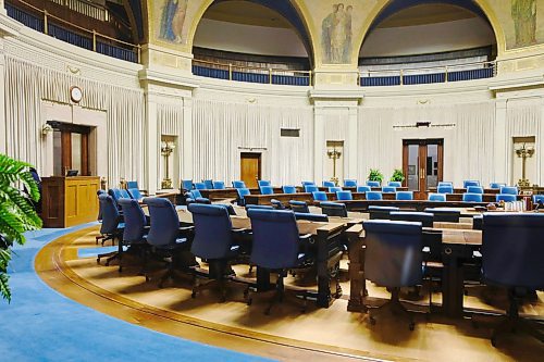 RUTH BONNEVILLE  /  WINNIPEG FREE PRESS 

Local - near empty Legislative Building 

Photo of empty chamber at the Leg. 

Photos for story on what it's like to work at Legislative Building  during COVID-19 pandemic with very few people in the building. 

April 22nd,  2020
