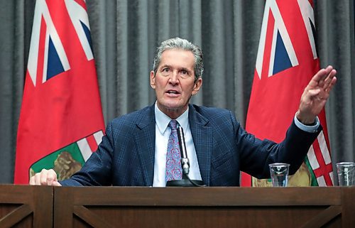 RUTH BONNEVILLE  /  WINNIPEG FREE PRESS 

LOCAL - Premier press briefing 

Manitoba premier, Brian Pallister, speaks to the media at a press briefing on COVID-19 measures at the Manitoba Legislative Building Friday morning. 


April 24th,  2020
