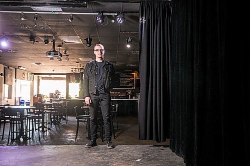 MIKAELA MACKENZIE / WINNIPEG FREE PRESS

David Schellenberg, one of the Good Will's co-owners as well as its talent buyer, poses for a portrait in the closed space in Winnipeg on Monday, April 27, 2020. For Jen Zoratti story.

Winnipeg Free Press 2020