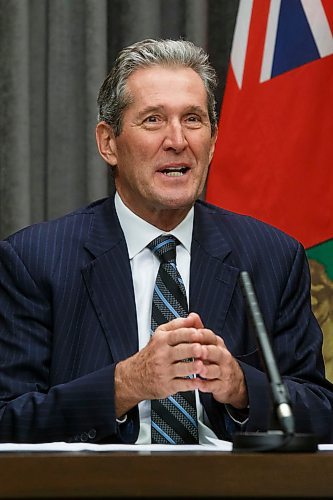 MIKE DEAL / WINNIPEG FREE PRESS
Premier Brian Pallister during his media conference in the Manitoba legislative building announcing his plan to start easing restrictions on businesses during the COVID-19 pandemic. 
200429 - Wednesday, April 29, 2020.