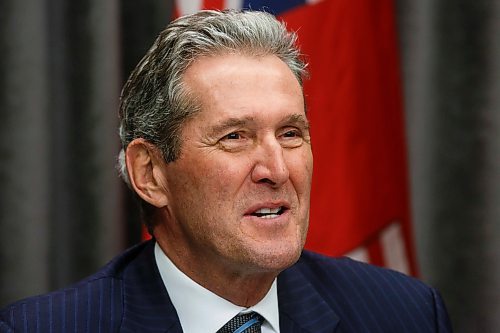 MIKE DEAL / WINNIPEG FREE PRESS
Premier Brian Pallister during his media conference in the Manitoba legislative building announcing his plan to start easing restrictions on businesses during the COVID-19 pandemic. 
200429 - Wednesday, April 29, 2020.