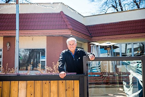 MIKAELA MACKENZIE / WINNIPEG FREE PRESS

John Kolevris, owner, poses for a portrait on the patio at Saffron's in Winnipeg on Wednesday, April 29, 2020. Patios are opening for business on Monday. For Kevin Rollason story.

Winnipeg Free Press 2020