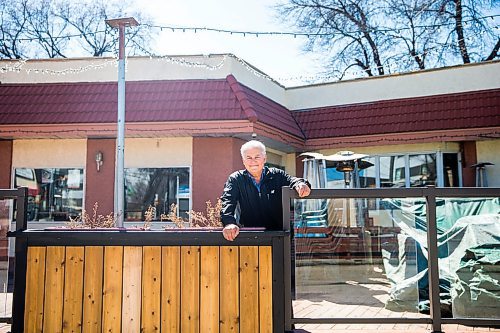 MIKAELA MACKENZIE / WINNIPEG FREE PRESS

John Kolevris, owner, poses for a portrait on the patio at Saffron's in Winnipeg on Wednesday, April 29, 2020. Patios are opening for business on Monday. For Kevin Rollason story.

Winnipeg Free Press 2020