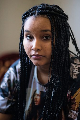 MIKAELA MACKENZIE / WINNIPEG FREE PRESS

Nyat Birhane, a grade 11 student at St. John's High School, poses for a portrait in her home in Winnipeg on Thursday, April 30, 2020. Nyat and her older sister do their schoolwork in the bedroom, where they also share a laptop. For Maggie Macintosh story.

Winnipeg Free Press 2020